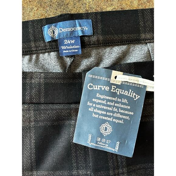 Democracy Ab Solution Pants High Rise Trouser Plaid Womens 24W Office Career - Picture 9 of 11